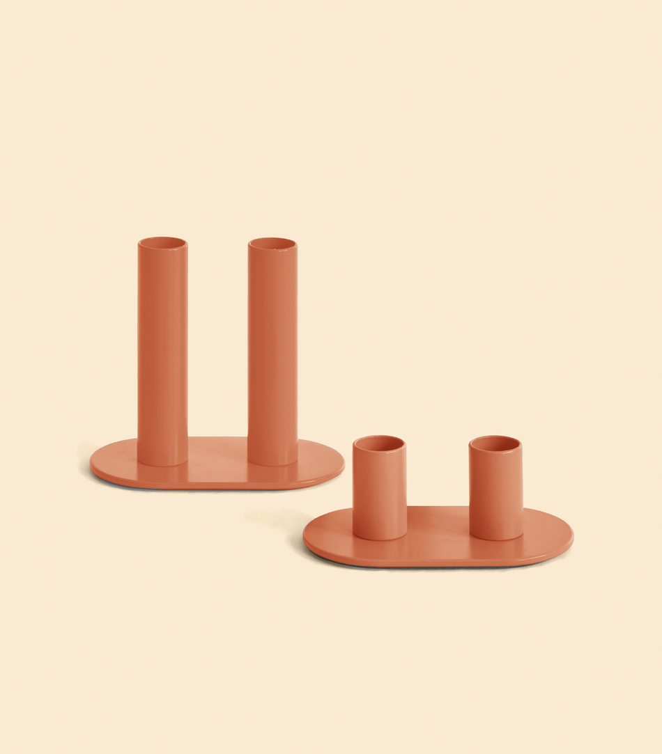 Подсвечник – Огонь двойной, Персиковый, 12,5 см | Delo