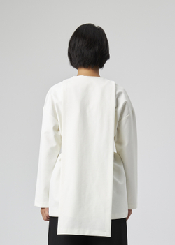 BLOUSE WITH A BELT | M | WHITE