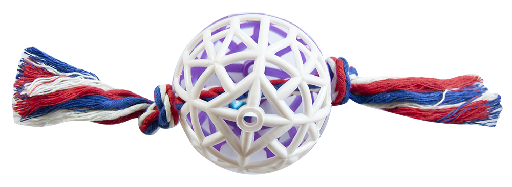 ZOONIK Игрушка для кошки Мячик сетчатый с бубенчиком и веревочными хвостиками