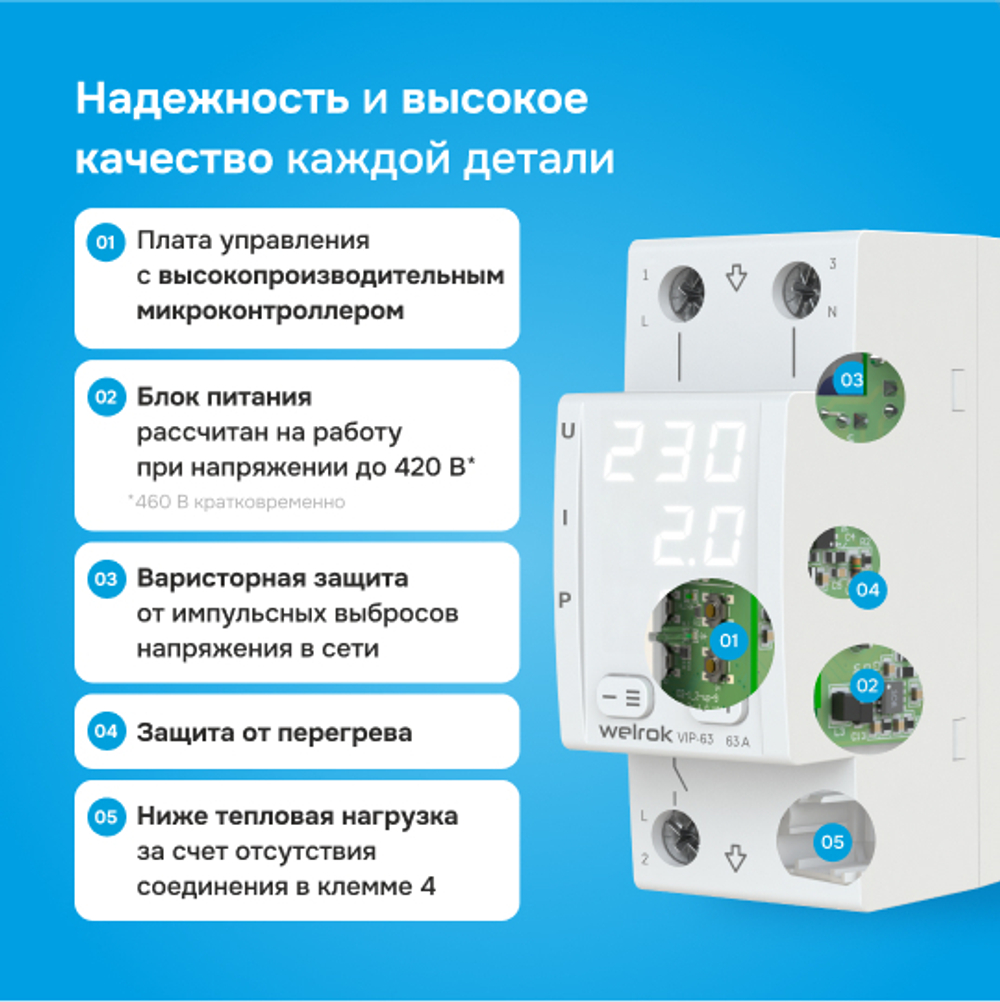 Многофункциональное реле Welrok VIP - 50 A - Многофункциональное реле Welrok VIP-50