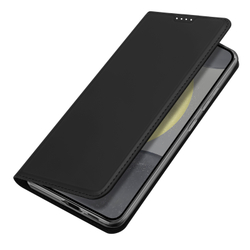 Чехол книжка из PU кожи черного цвета от Dux Ducis для Samsung Galaxy S24 FE, серия Skin Pro Series Case
