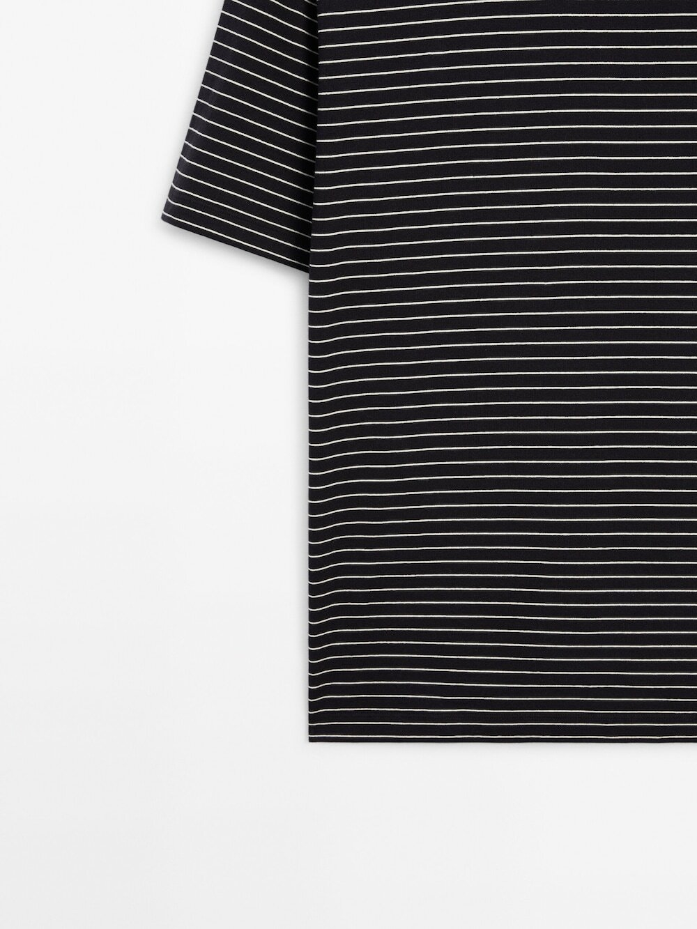 Massimo Dutti Футболка из 100% хлопка средней плотности в полоску, темно-синий