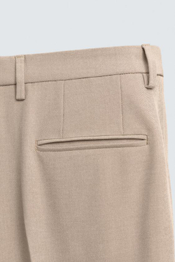 ZARA КОСТЮМНЫЕ БРЮКИ SLIM FIT, ПЕСОЧНЫЙ МЕЛАНЖ