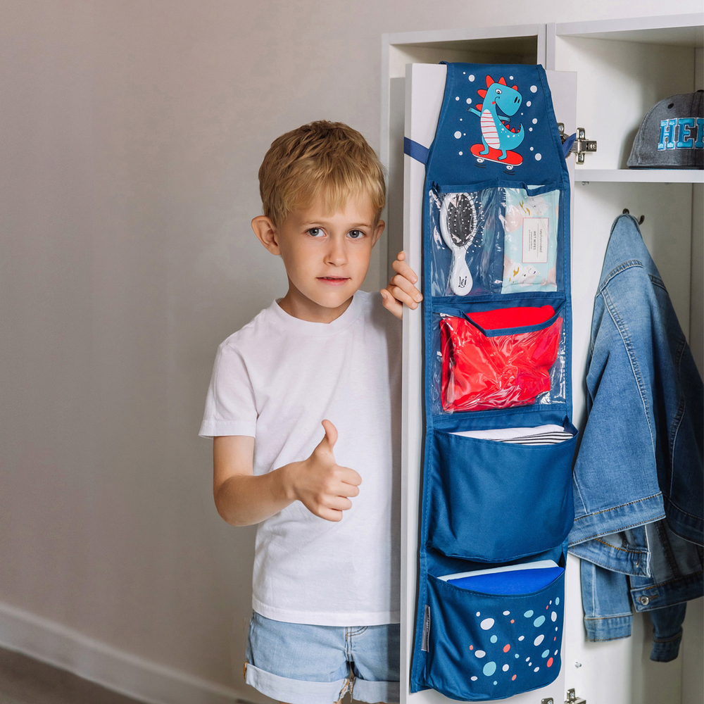 Кармашки для детского сада на резинке. Динозавр