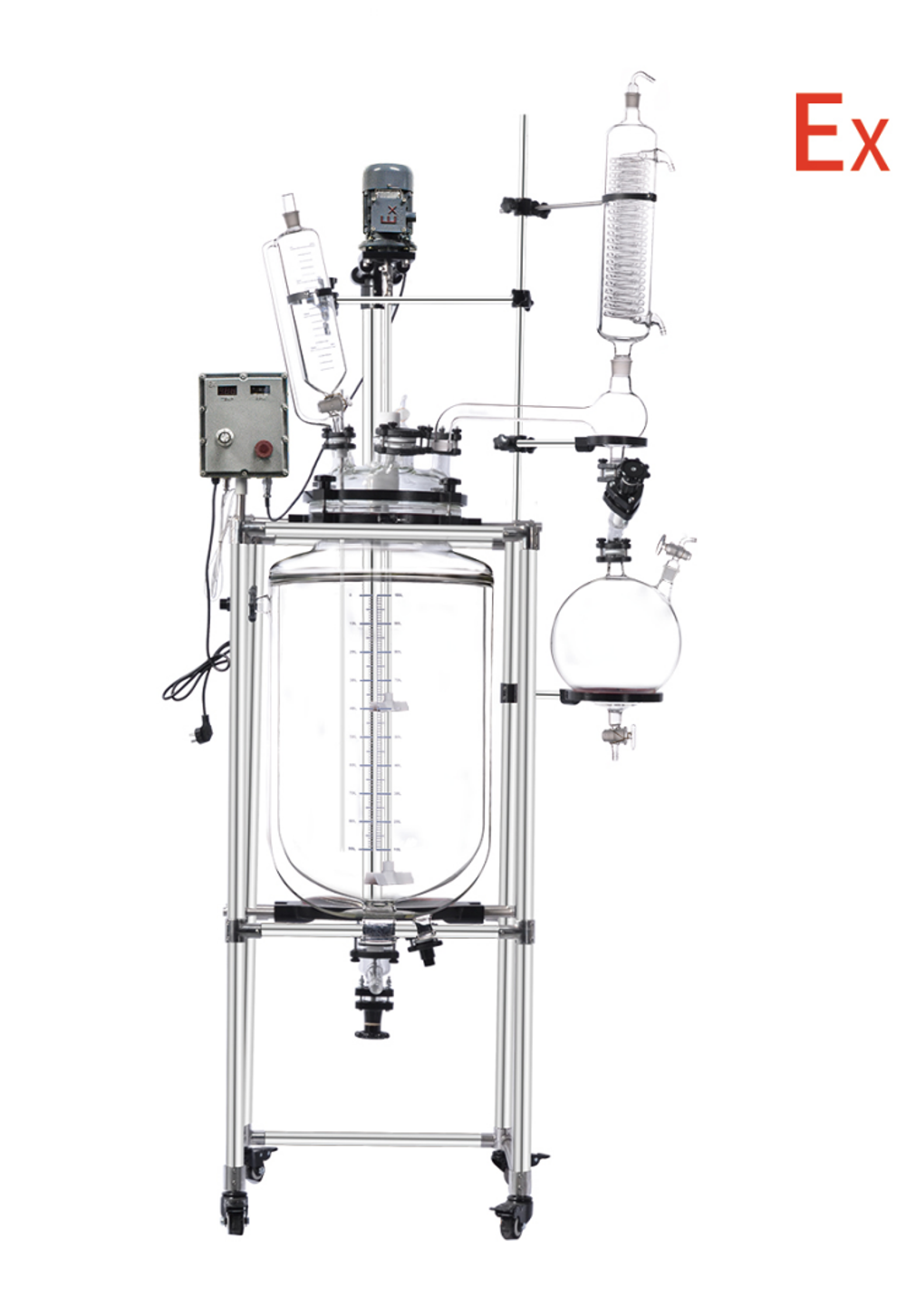 Взрывозащищенный лабораторный реактор стеклянный S212-50L с рубашкой, 50 л