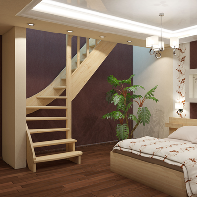 Лестница на второй этаж ЛС-07м/4 Правая с подступенками под покраску