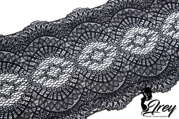264 ОПТ Кружево эластичное 18 см, Италия, черный 170
