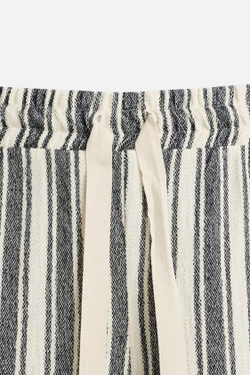 ZARA ЖАККАРДОВЫЕ БРЮКИ В ПОЛОСКУ, БЕЛЫЙ / МОРСКОЙ СИНИЙ