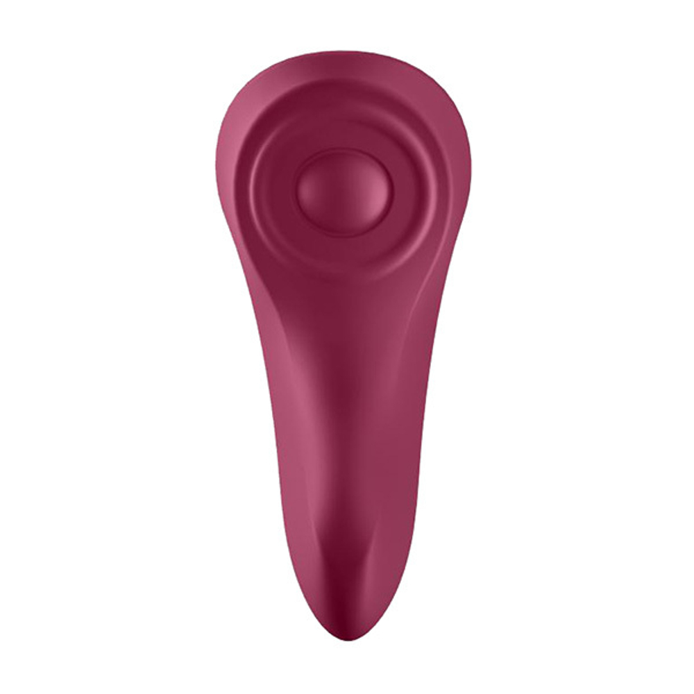 Бордовый бесшумный вибромассажер 8,6см в трусики Satisfyer Sexy Secret