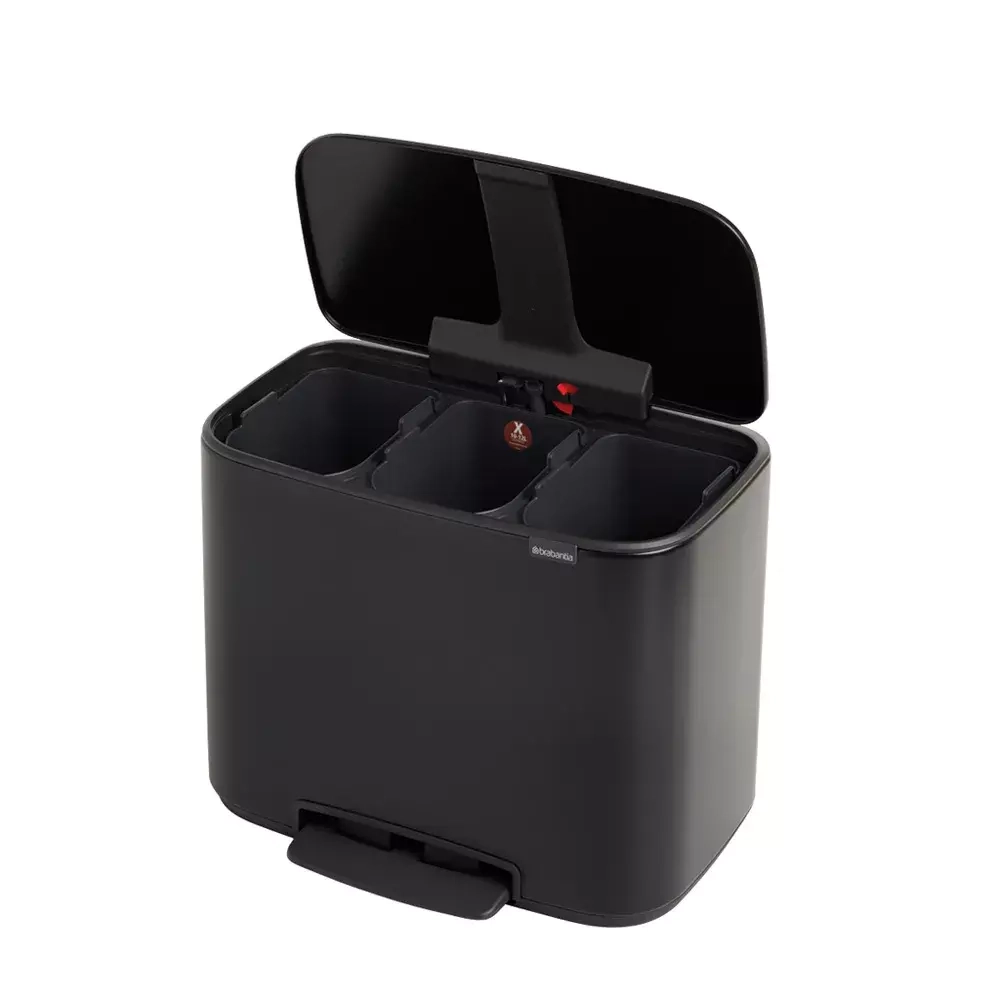 Brabantia - Контейнер для мусора Bo 3х11л с сортировкой, черный / артикул   121104  / GTIN 8710755121104