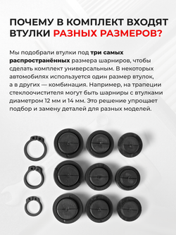 Универсальный ремкомплект втулок-шарниров трапеции стеклоочистителя (ST)