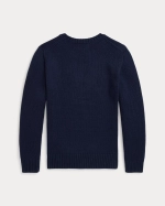 Хлопковый свитер с медвежонком в бейсбольном стиле Ralph Lauren