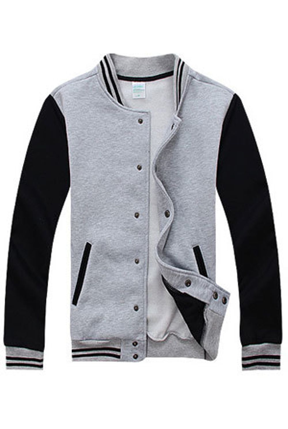 Бомбер серый с черным фото грудь