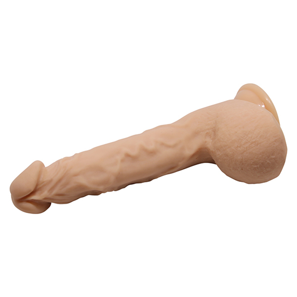 Телесный вибратор-реалистик 25см с большой мошонкой и пультом ДУ Baile Jason BW-008041ZSY