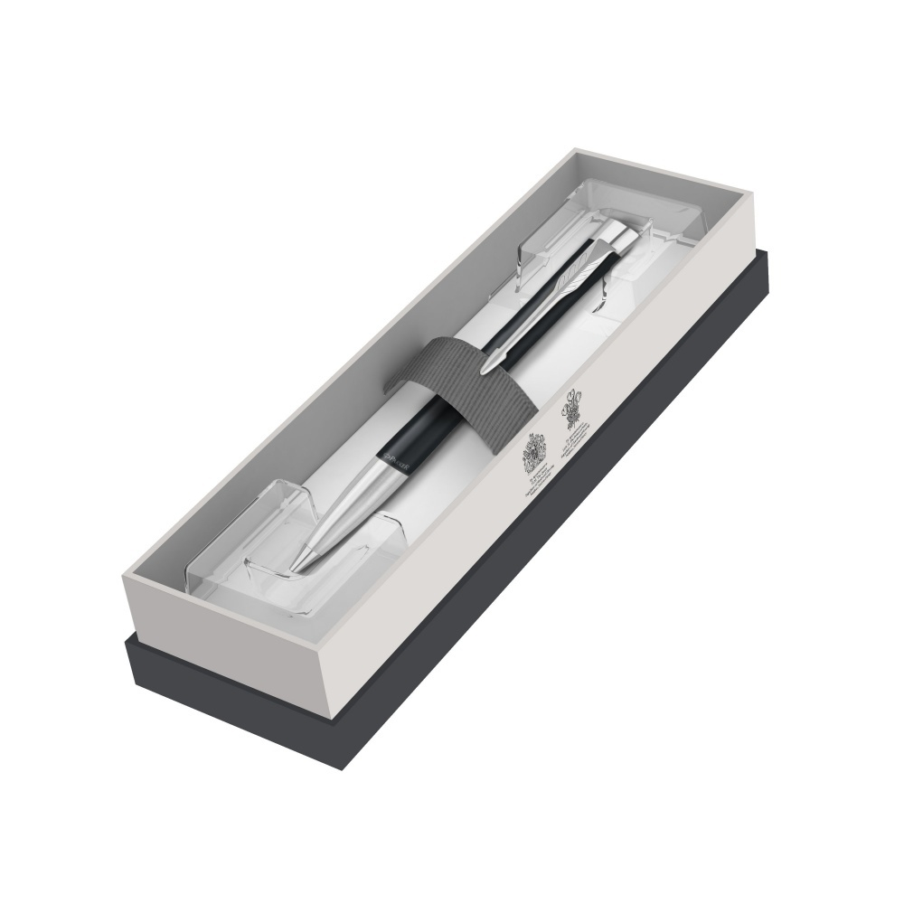 Шариковая ручка Parker Urban (матовый черный лак) Muted Black Chrome Trim, стержень: M, цвет чернил: blue/black, в подарочной упаковке.