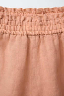 ZARA ШОРТЫ ИЗ 100% ЛЬНА, РЫЖЕВАТО-КОРИЧНЕВЫЙ