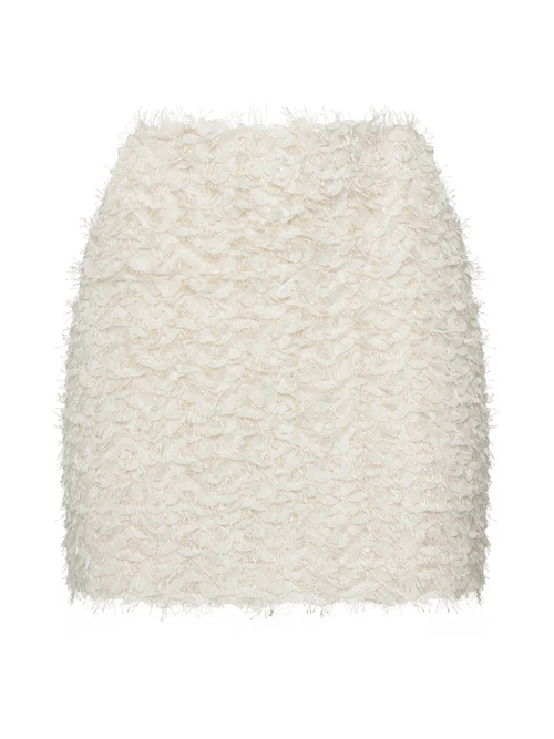 Юбка из шифона с лепестками мини кремовая