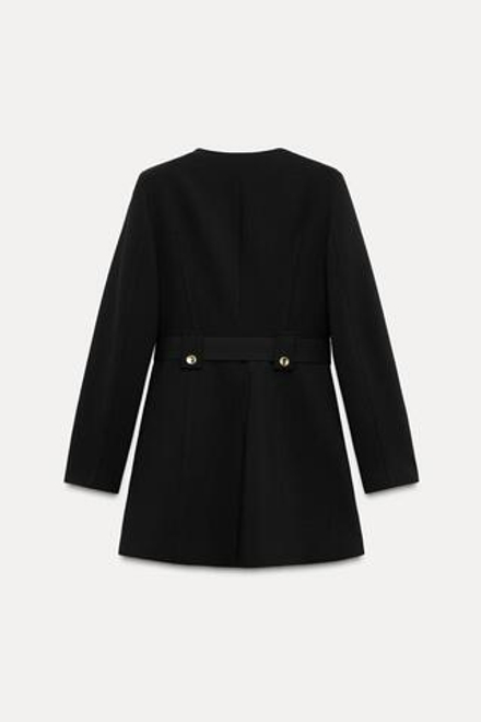 ZARA БЛЕЙЗЕР С РЕМНЕМ И ПРЯЖКОЙ, ЧЕРНЫЙ