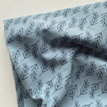 Фланель Веточки с белыми ягодками на пыльном дениме