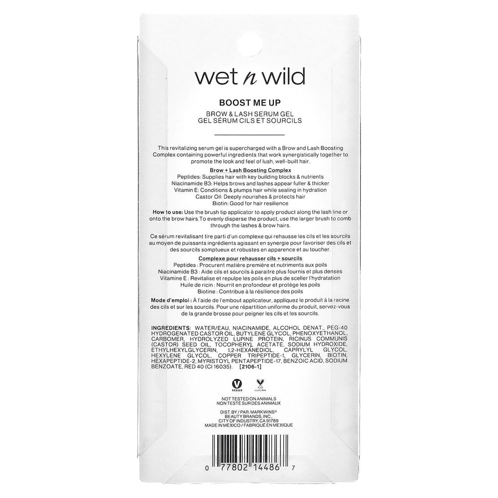 wet n wild, Boost Me Up, гель-сыворотка для бровей и ресниц, 5 мл (0,16 жидк. унц.)