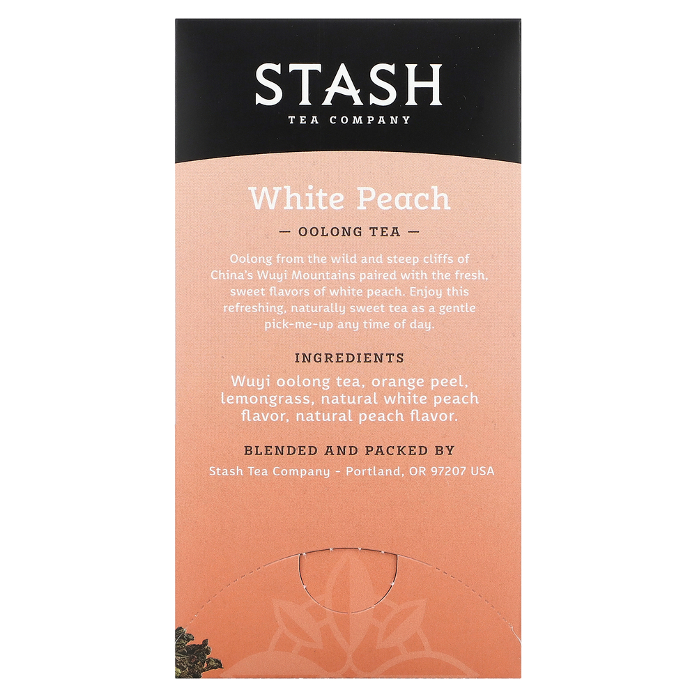 Stash Tea, Oolong Tea, белый персик, 18 чайных пакетиков, 35 г (1,2 унции)