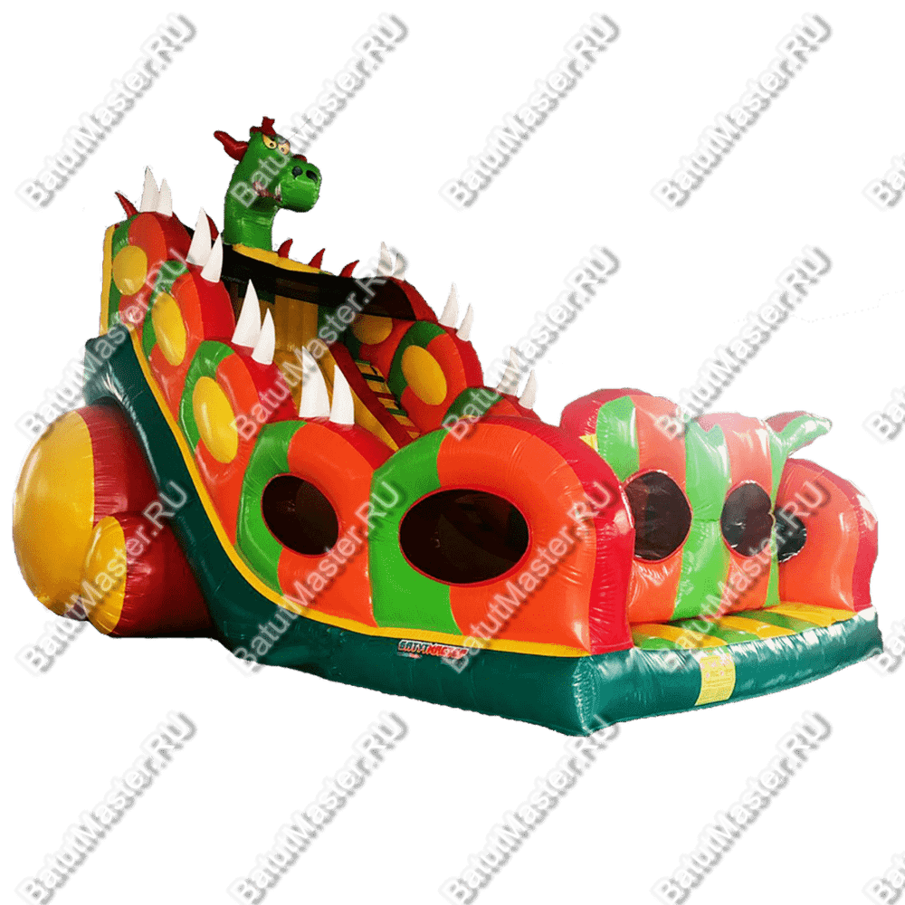 Батут-горка "Дракон 3" с шипами, 11*6*8,5 м