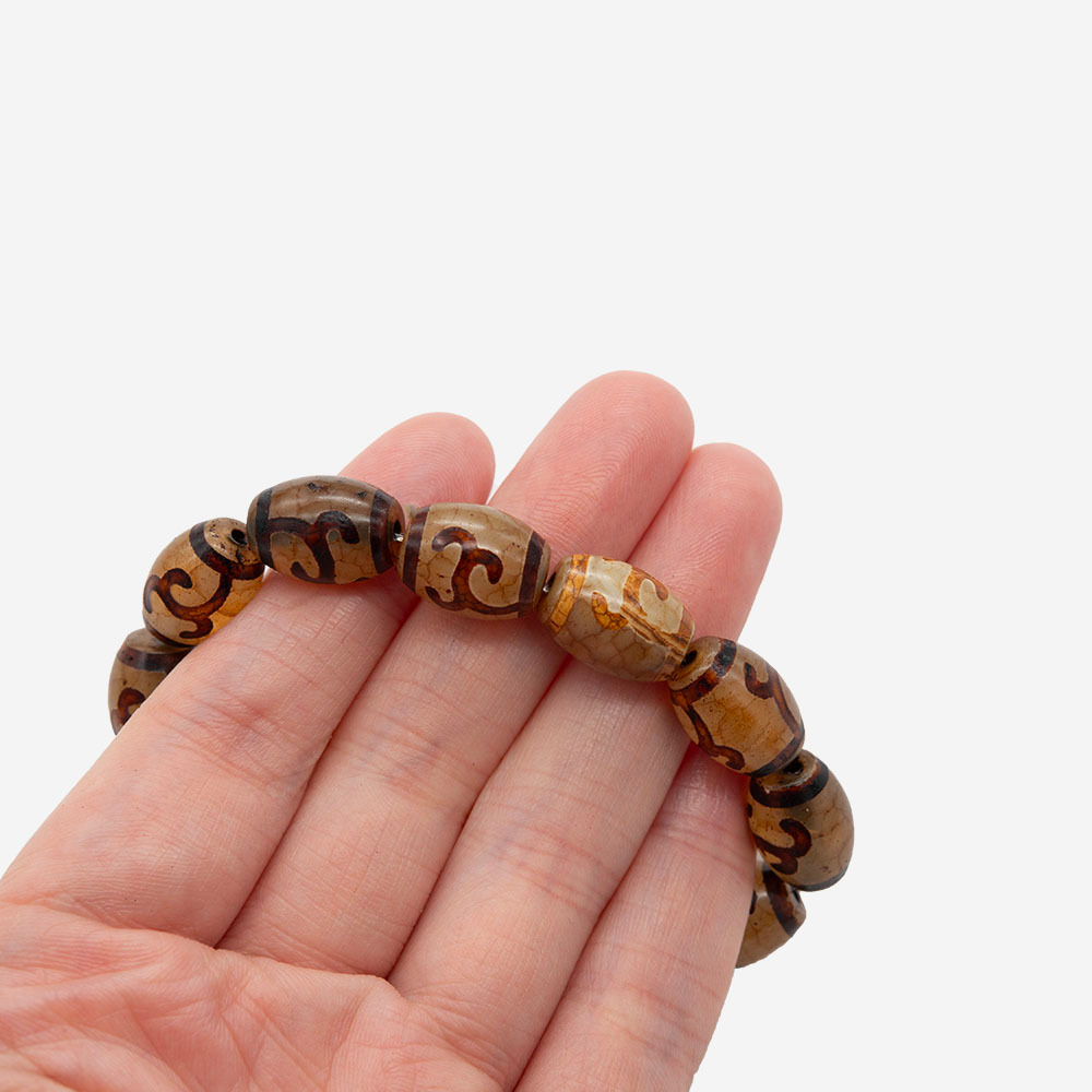 Бусина Дзи "Зеленая Тара" из агата, 10*14мм, коричневый