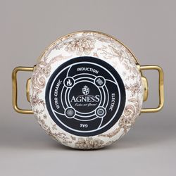 НАБОР КАСТРЮЛЬ AGNESS ЭМАЛИРОВАННЫХ СЕРИЯ "ROYAL GARDEN", 6ПР. 2,1Л, 2,8Л И 3,8Л