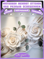3D Объемные фотообои цветы розы и геометрия