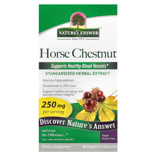 Nature's Answer, Конский каштан, 250 мг, 90 вегетарианских капсул