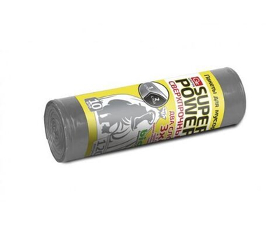 Мешки для мусора 120л 10шт 30мкм ПНД 2-слойные серые рулон SUPER POWER 101-091 GRIFON
