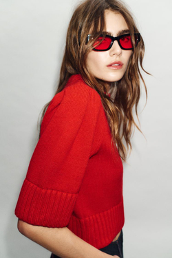 ZARA СВИТЕР С КОРОТКИМИ РУКАВАМИ, КРАСНЫЙ