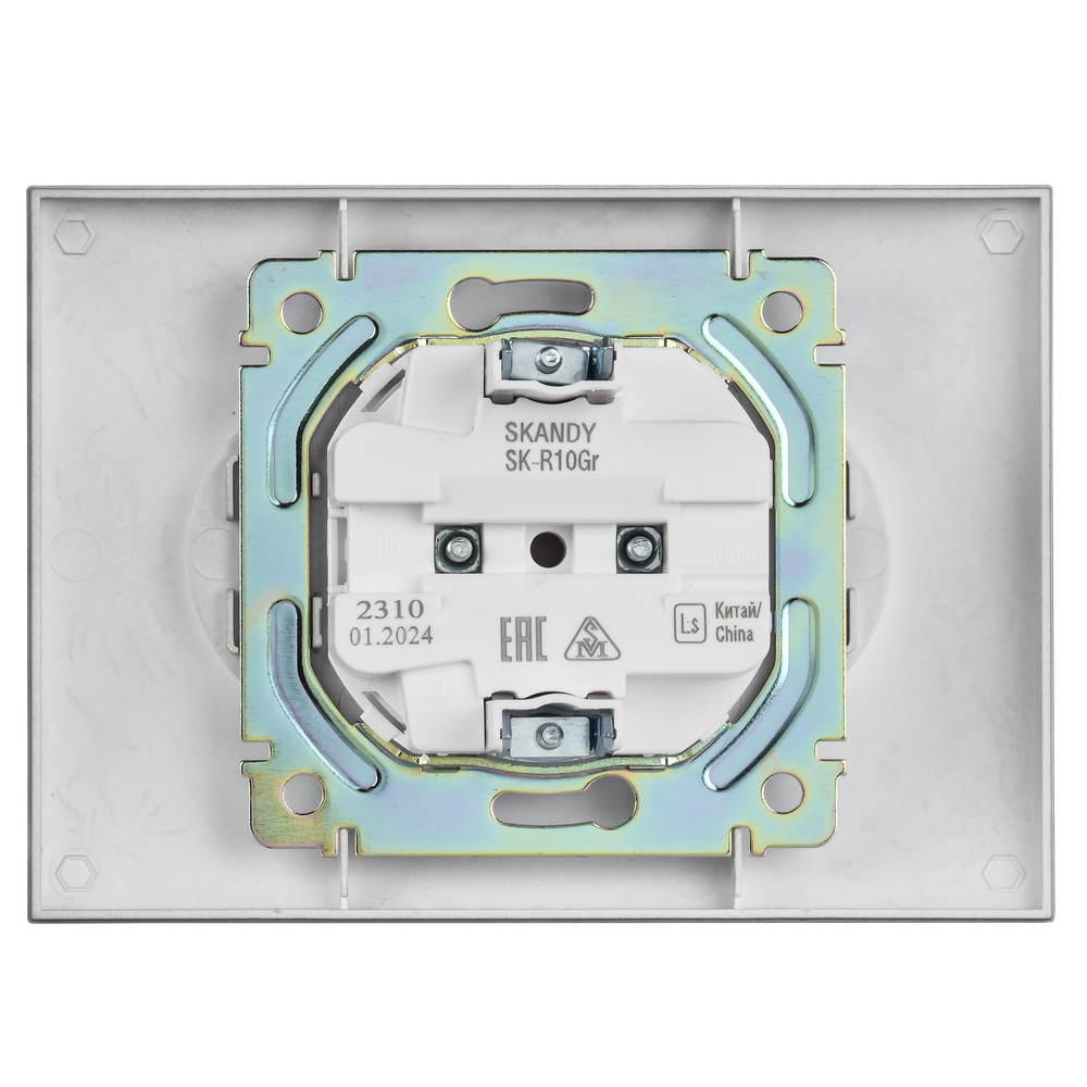SKANDY Розетка 2-местная без заземления без защитных шторок 10А в сборе SK-R10Gr серый IEK
