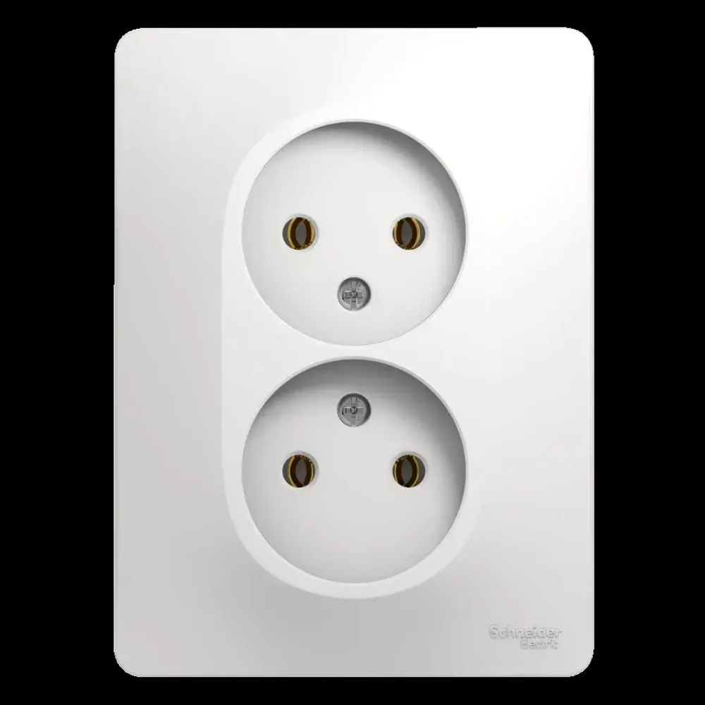 GLOSSA РОЗЕТКА двойная без заземления, 16А, в сборе, БЕЛЫЙ