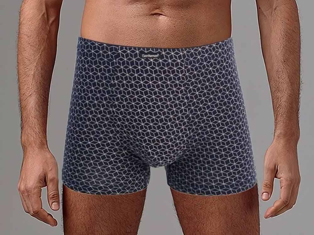 Мужские трусы-боксеры с геометрическим принтом (Размер: L) (Цвет: темно-синий)
