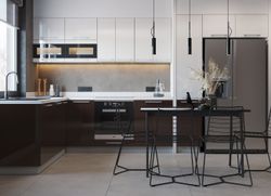 Модульный кухонный гарнитур «Олива» 1600/4000 (Снег/шоколад), ЛДСП, ДСВ Мебель