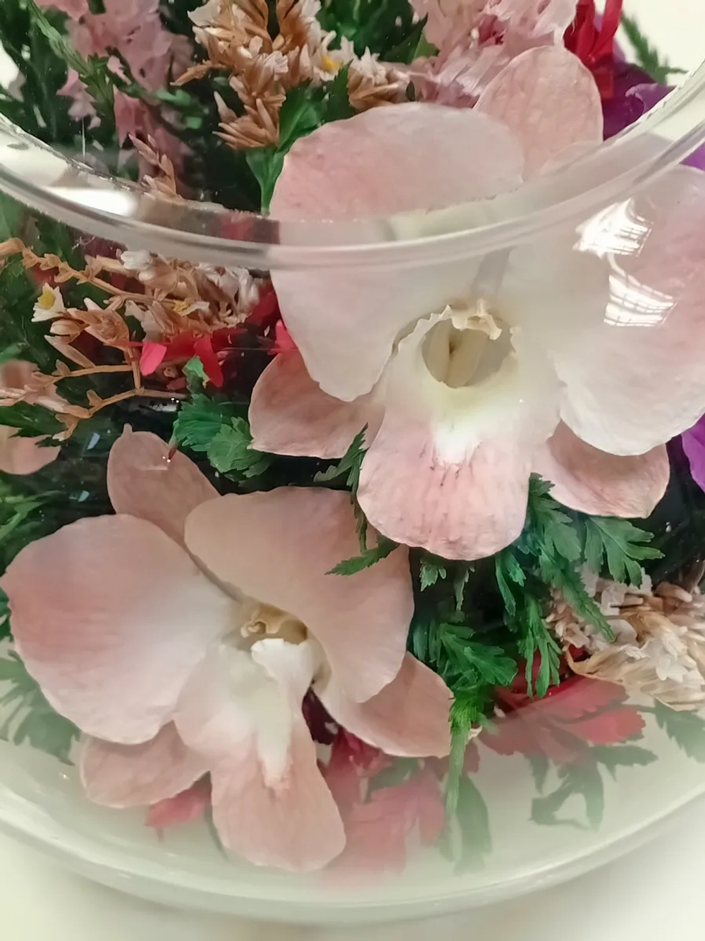 натуральные цветы в стекле, вакуум