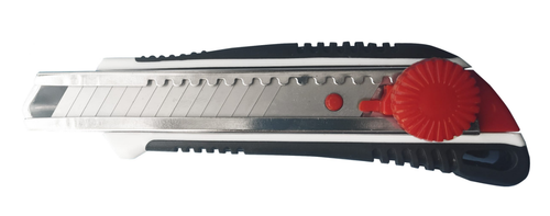 Нож канцелярский 18мм обрезиненный, ABS+TPR, винт.фиксатор, МОНТАЖНИК