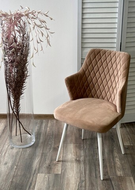 Стул М-City DISAUR Герман (Herman) Бежевый 5, Велюр, Белый каркас