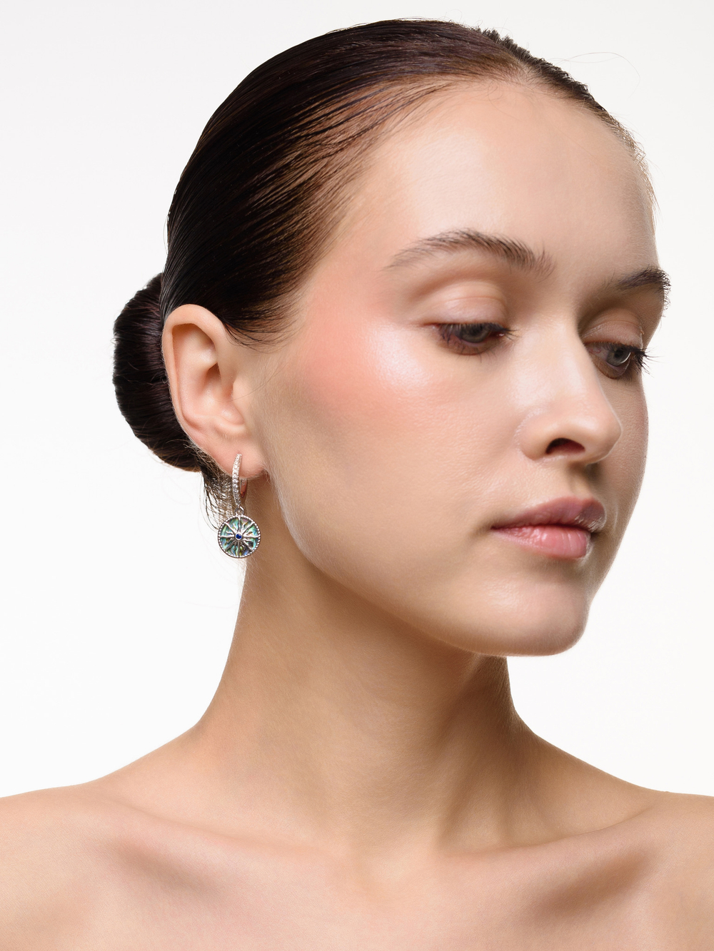 Серьги "Crystal Sun" с перламутром Silver