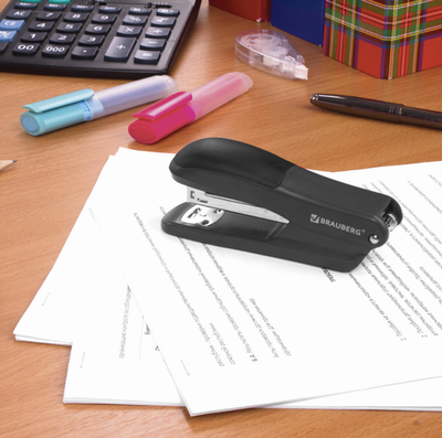 Степлер №24/6, 26/6 BRAUBERG "SX-39", до 25 листов, черный, 228590