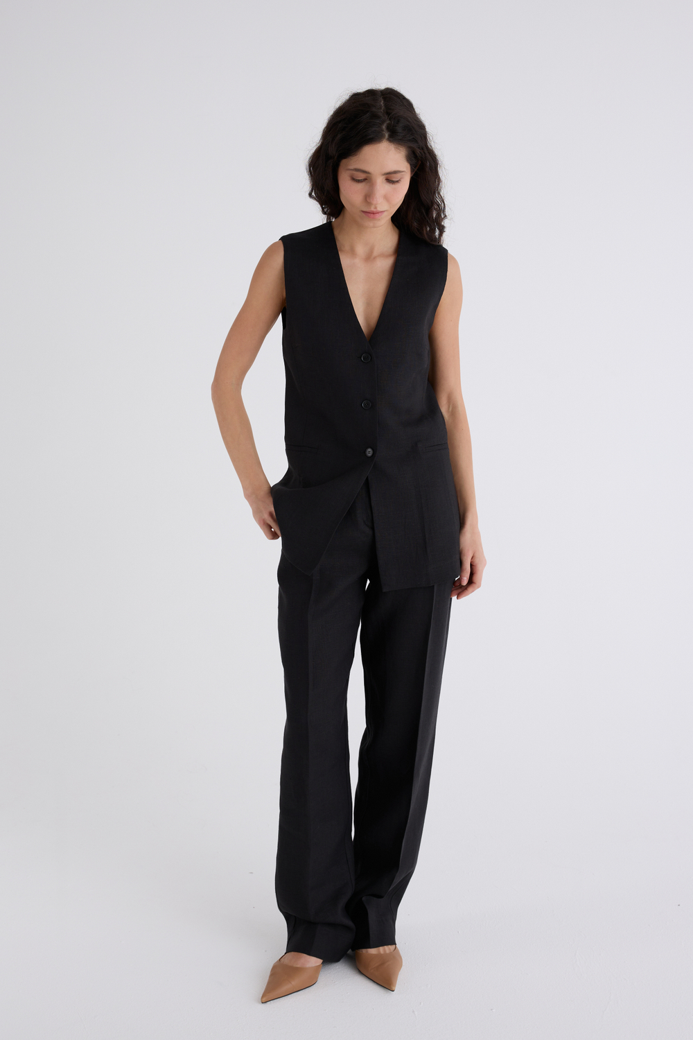 Жилет Анаис удлинённый изо льна 100%