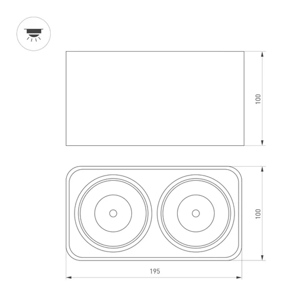 Светильник SP-CUBUS-S195x100-2х8W Warm3000 (BK, 45 deg, 230V) (Arlight, IP20 Металл, 3 года) 036057