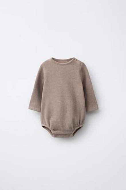 ZARA БОДИ ИЗ МЯГКОЙ ТКАНИ, РЫЖЕВАТО-КОРИЧНЕВЫЙ