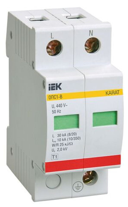 Ограничитель импульсных перенапряжений ОПС1-B 2Р 30/60кА 400B IEK