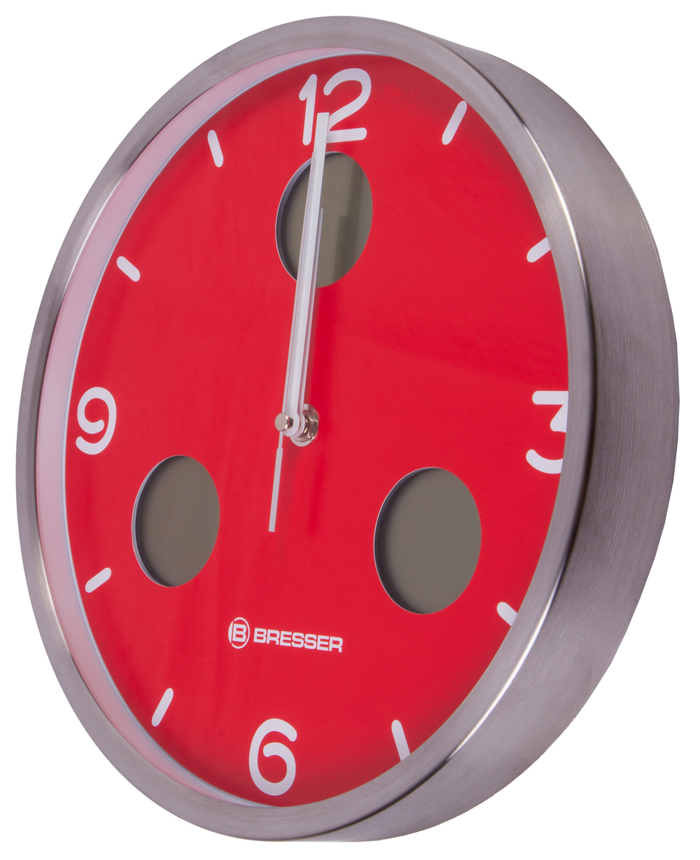 Часы настенные Bresser MyTime io NX Thermo/Hygro, 30 см, красные
