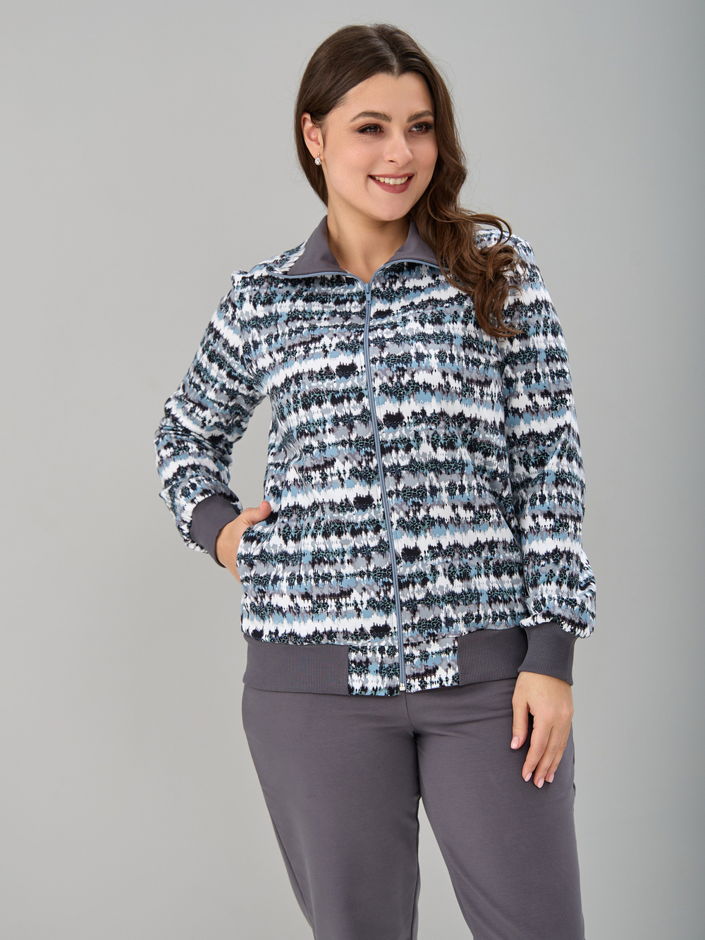 Костюм с брюками КБ-184/серый-акварель