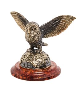 Народные промыслы AM-2179 Фигурка «Сова Хэдвиг» (латунь, янтарь)