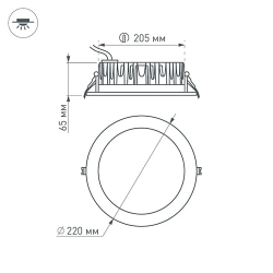 Светодиодный светильник LTD-220WH-FROST-30W Warm White 110deg (Arlight, IP44 Металл, 3 года) 021070