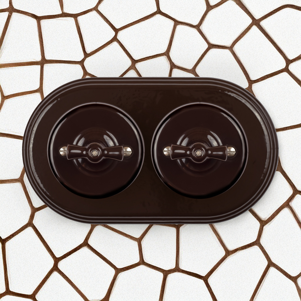 Рамка 2-х постовая, керамика, цвет коричневый BF2-620-02